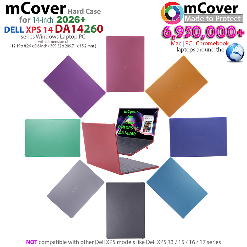 mCover Hard Shell case for 14-inch Dell XPS 14 DA14260 series Windows Laptop