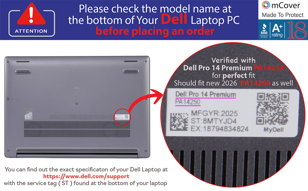 mCover Hard case for 14-inch Dell Pro 14 Premium PA14250 (2025) / PA14260 (2026) Windows Laptop PC