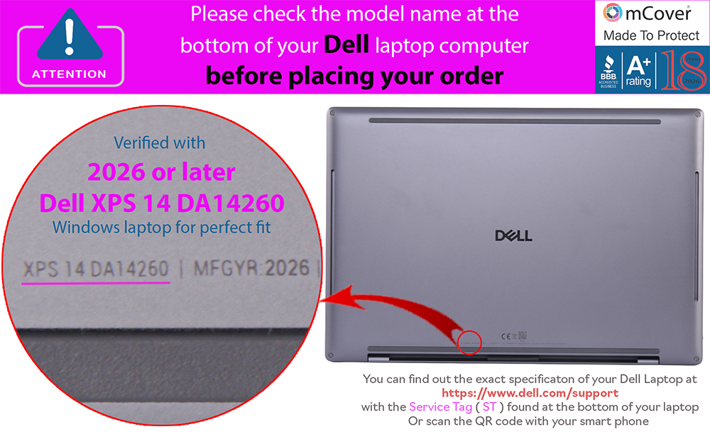 mCover Hard Shell case for 14-inch Dell XPS 14 DA14260 series Windows Laptop