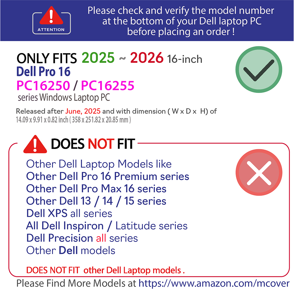 mCover Hard case for Dell Pro 16 PC16250 | PC16255 Windows laptop