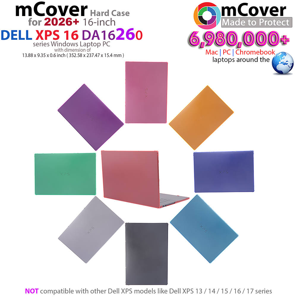 mCover Hard Shell case for 16-inch Dell XPS 16 DA16260 series Windows Laptop