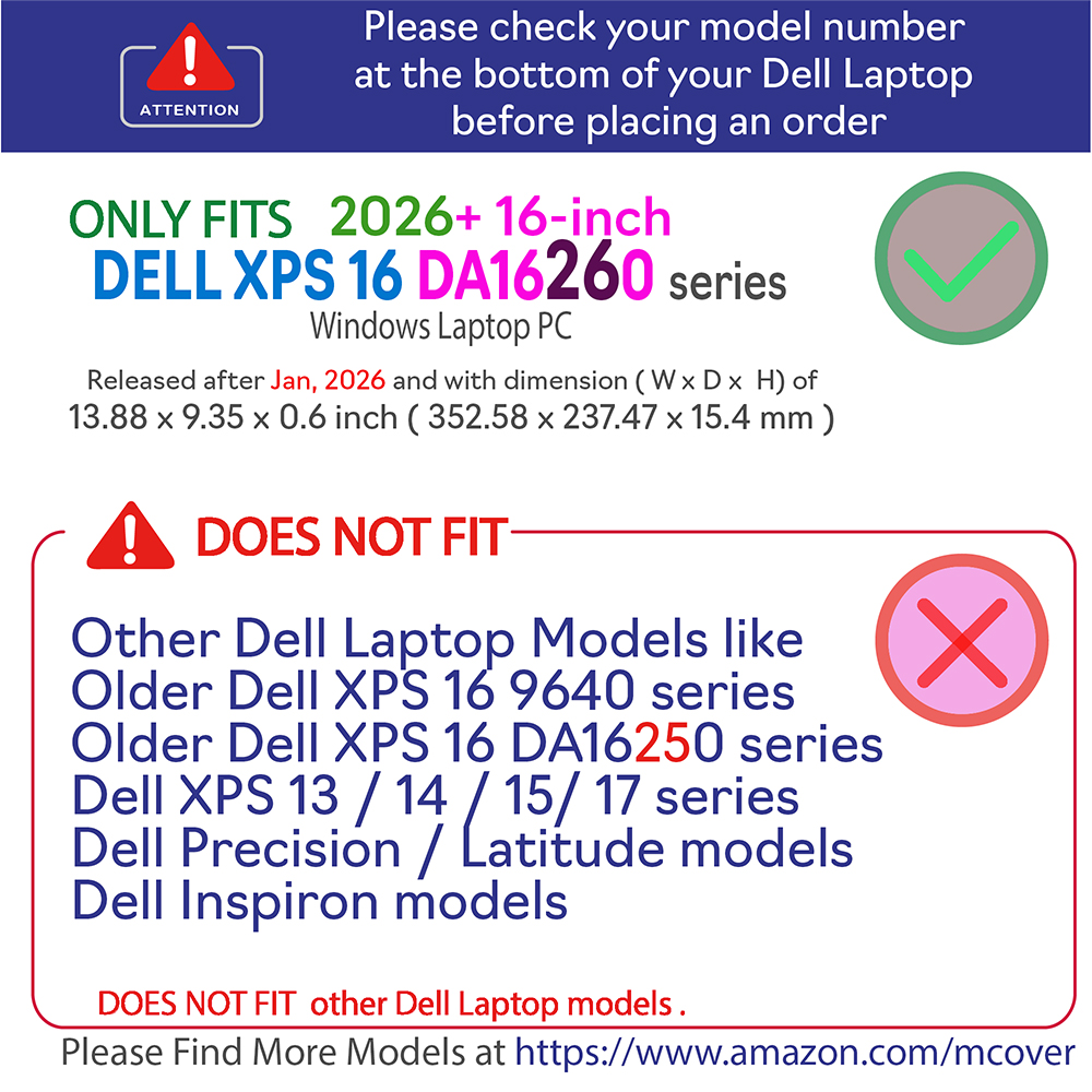 mCover Hard Shell case for 16-inch Dell XPS 16 DA16260 series Windows Laptop