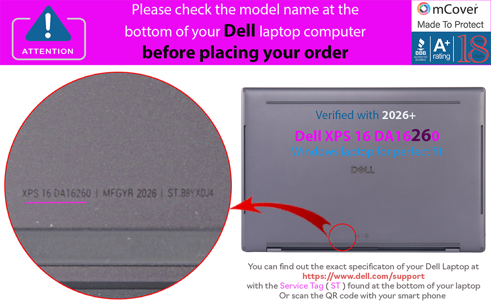mCover Hard Shell case for 16-inch Dell XPS 16 DA16260 series Windows Laptop