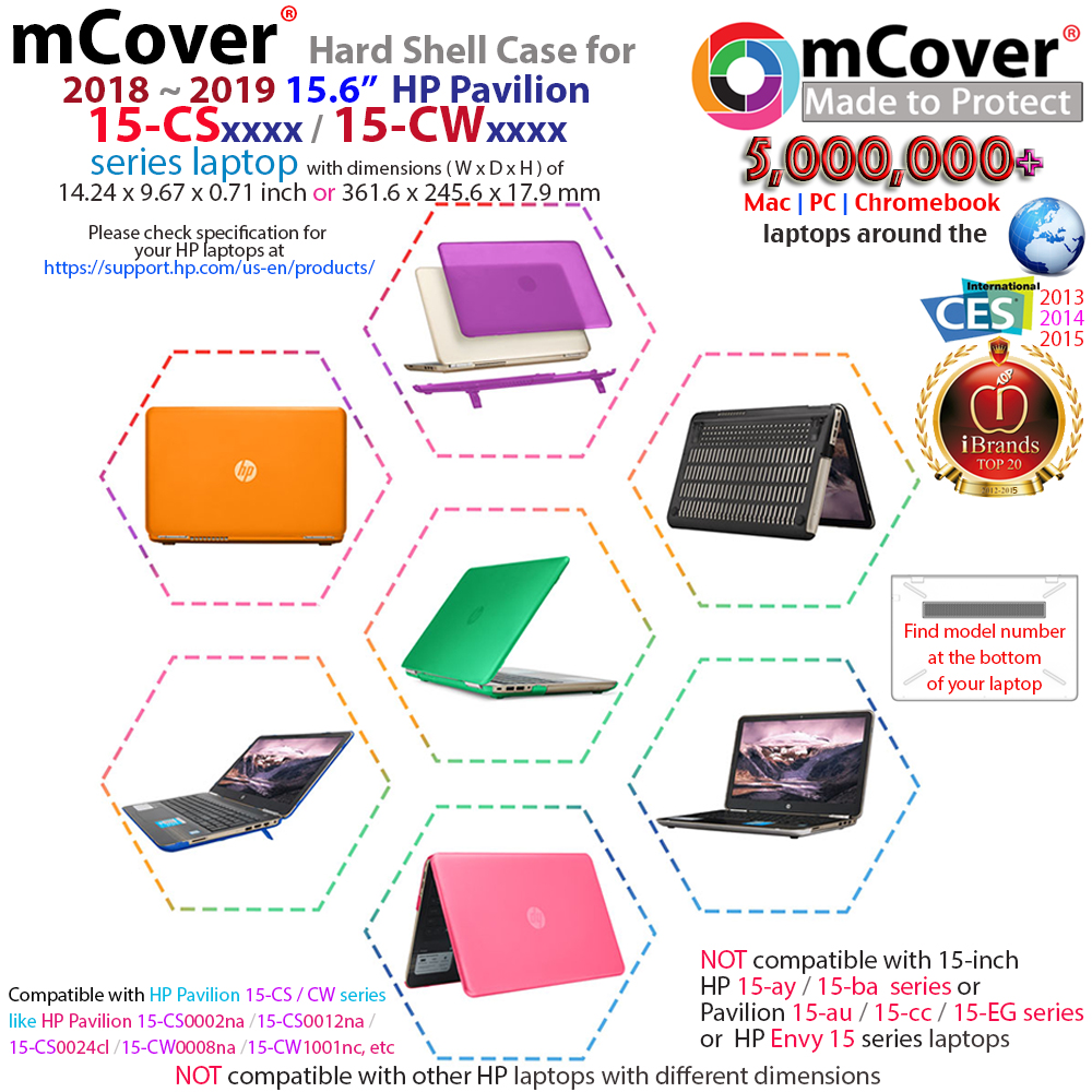 mCover Hard Shell case for 15.6" HP Pavilion 15-CS000 series