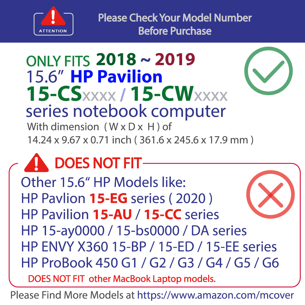 mCover Hard Shell case for 15.6" HP Pavilion 15-CS000 series