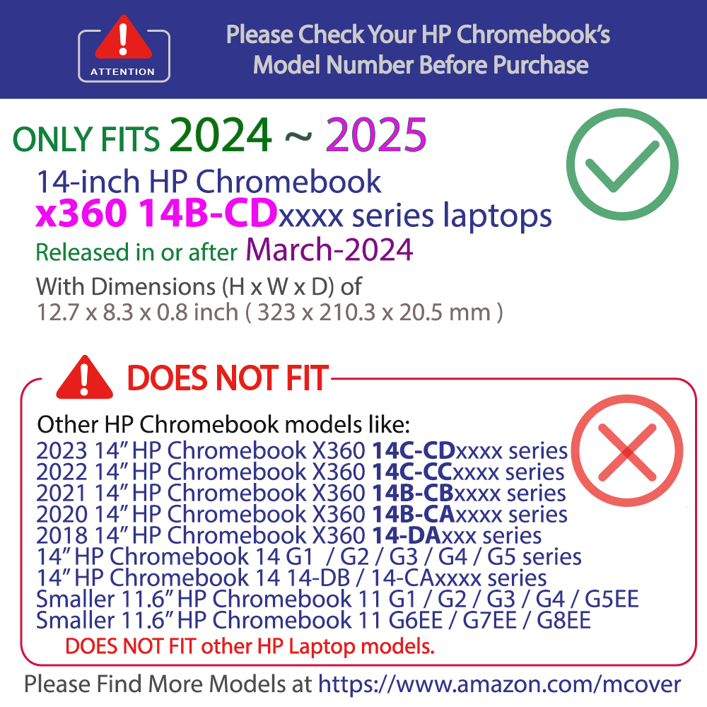 mCover case for HP Chromebook Plus x360 14B-CDxxxx series laptops