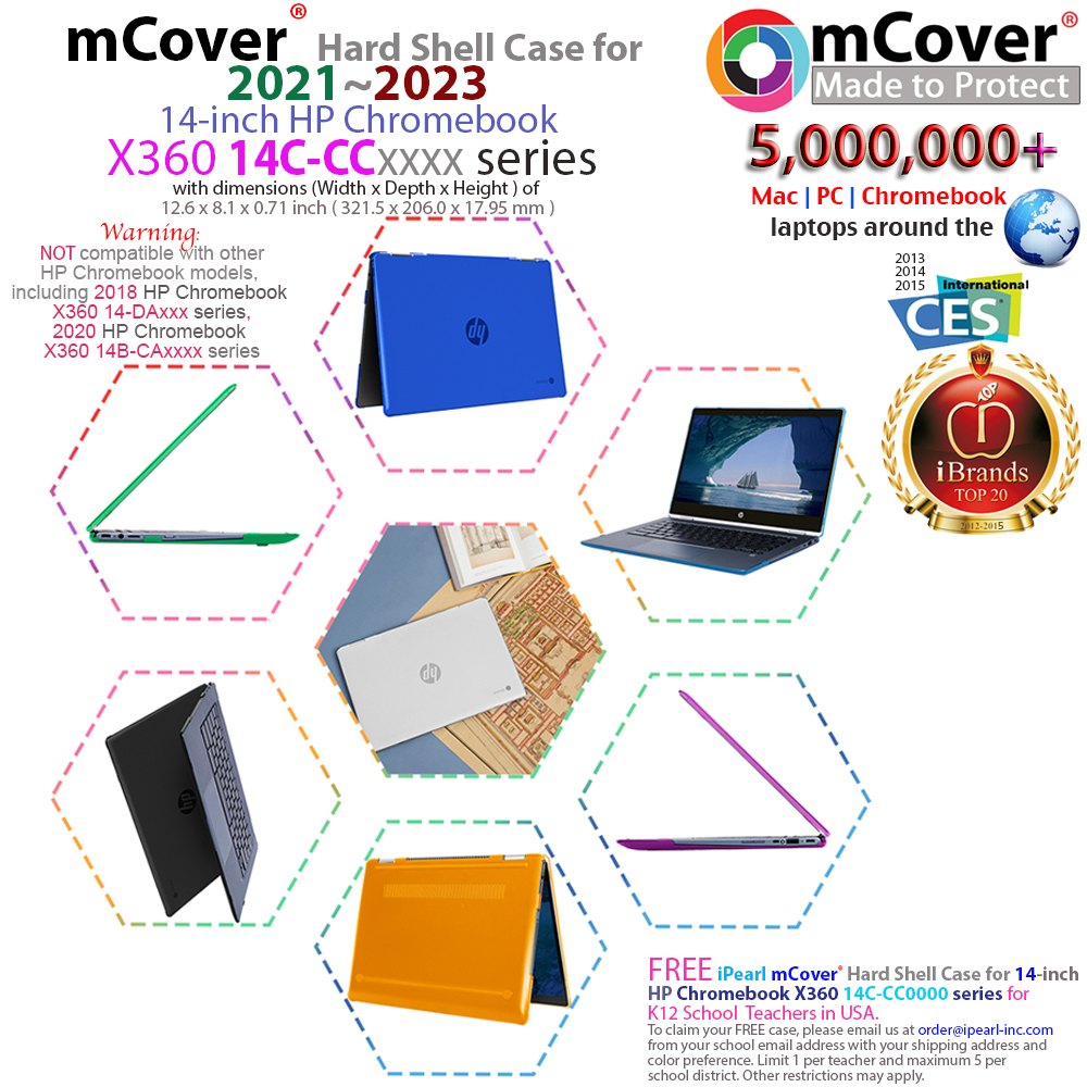 mCover Hard Shell case for HP Chromebook x360 14C-CCxxxx series laptops