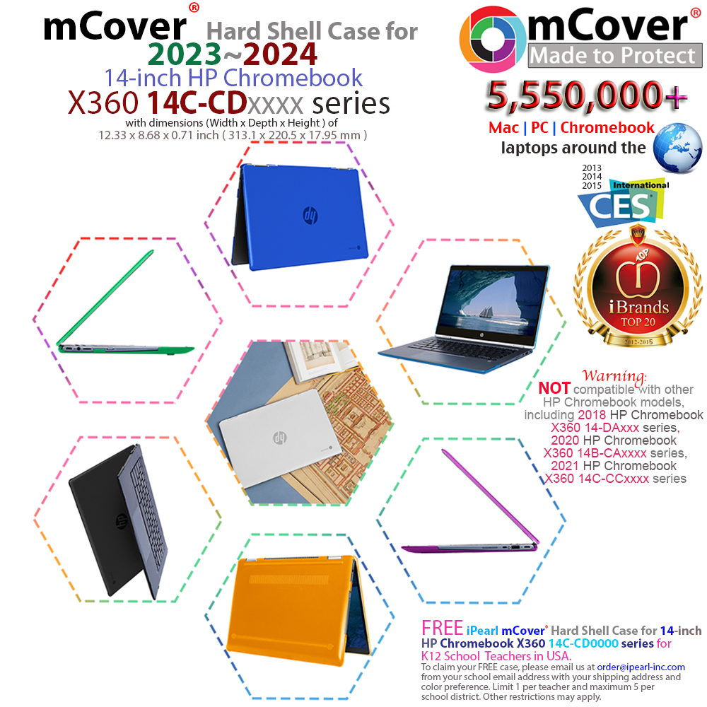 mCover Hard Shell case for HP Chromebook x360 14C-CDxxxx series laptops