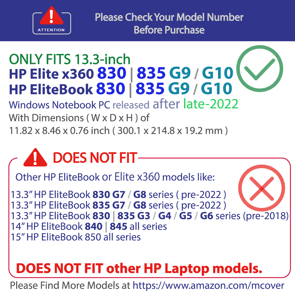 mCover Hard Shell case for 13.3-inch HP EliteBook / Elite x360 830 | 835 G9 / G10  Windows Laptop