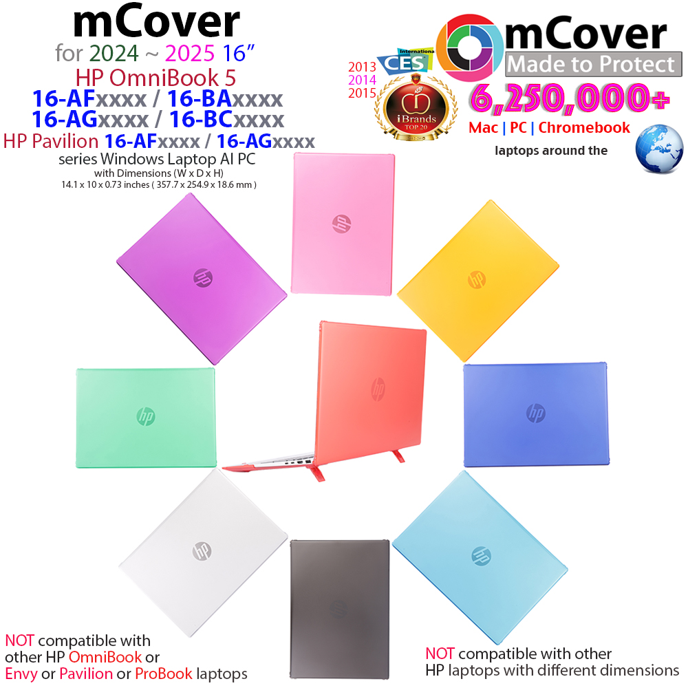 Coque De Protection MCover Pour HP OmniBook 5 / Pavilion 16-AF/AG/BA/BC - Modèle Spécifique, 2 Pièces, Bleu Translucide