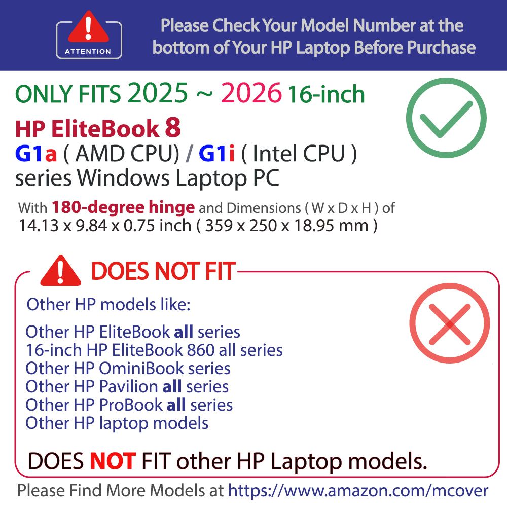 mCover Hard Shell case for 2025+ 16-inch HP EliteBook 8 G1i | G1a Windows AI Notebook PC