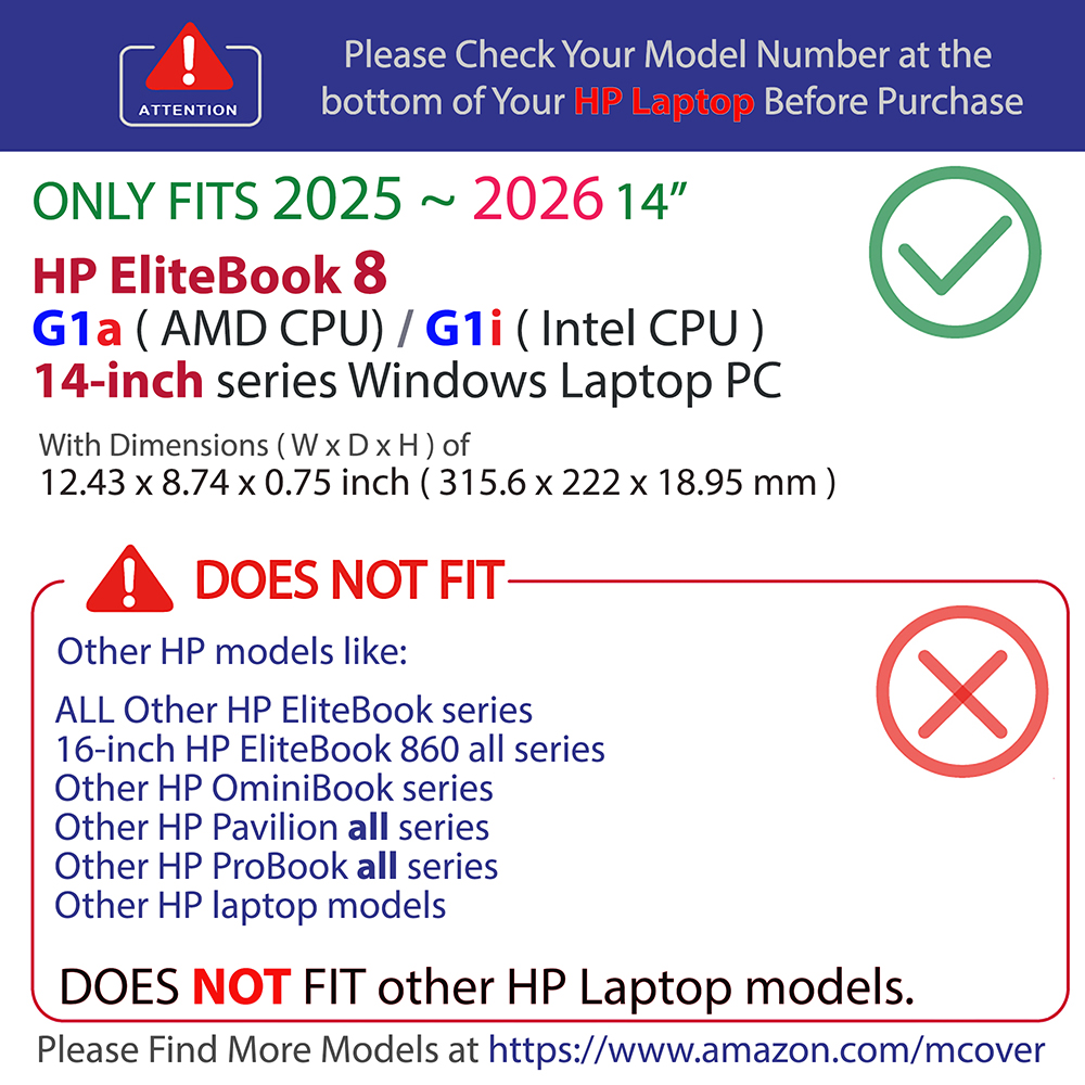 mCover Hard Shell case for 2025+ 14-inch HP EliteBook 8 G1i | G1a Windows AI Notebook PC