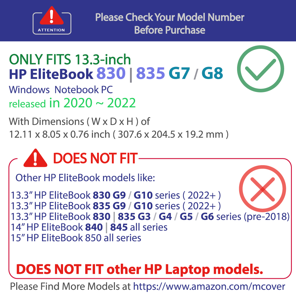 mCover Hard Shell case for 13.3-inch HP EliteBook 830 | 835 G7 / G8 Windows Laptopv