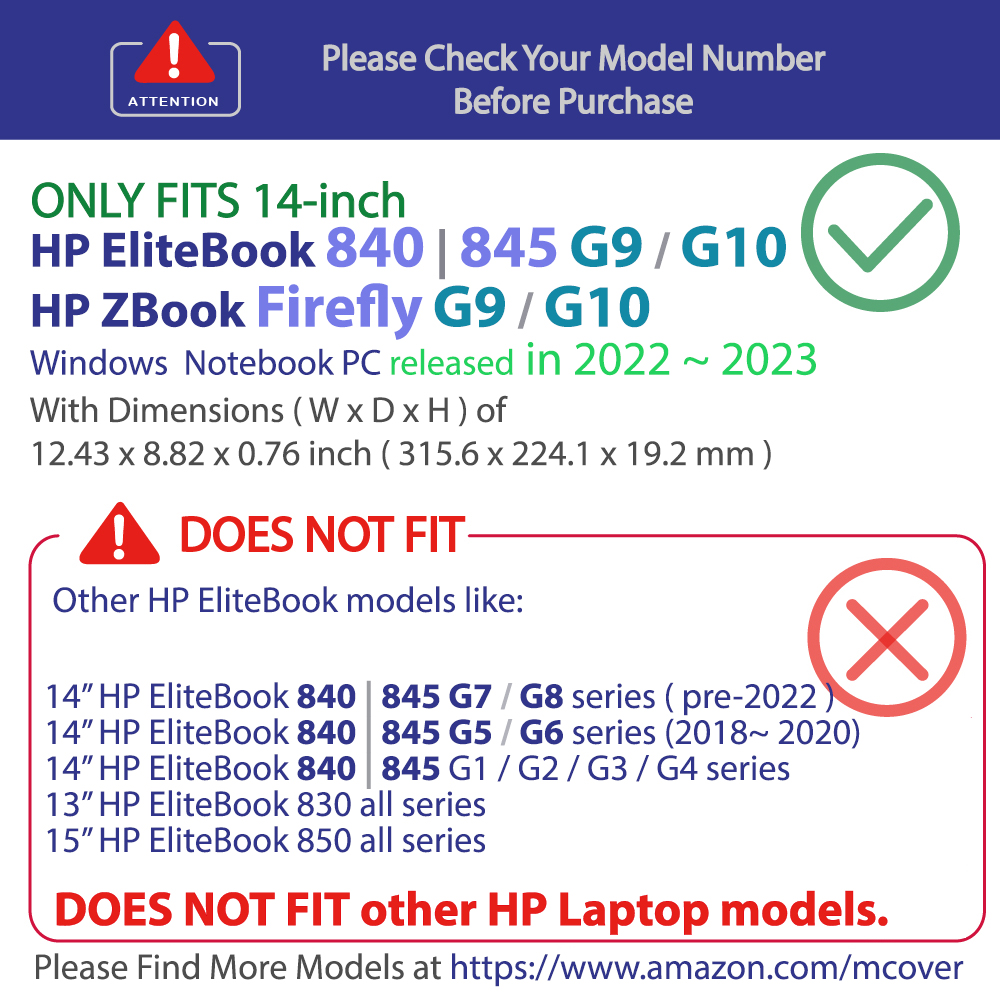 mCover Hard Shell case for 14-inch HP EliteBook 840 | 845 G9 / G10 Windows Laptop