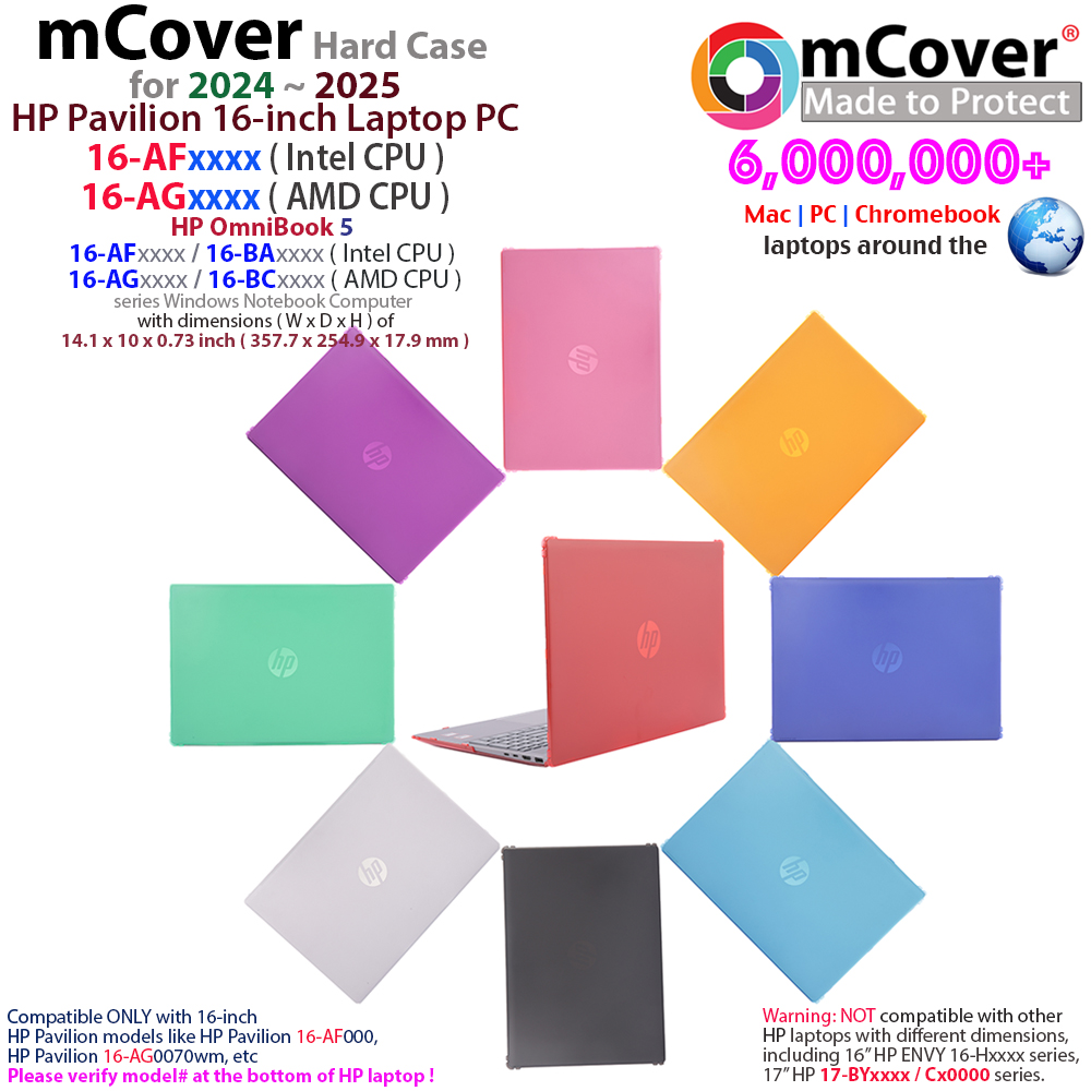 mCover Hard Shell case for 16-inch HP Pavilion 16-AFxxxx 16-AGxxxx series Notebook Computers