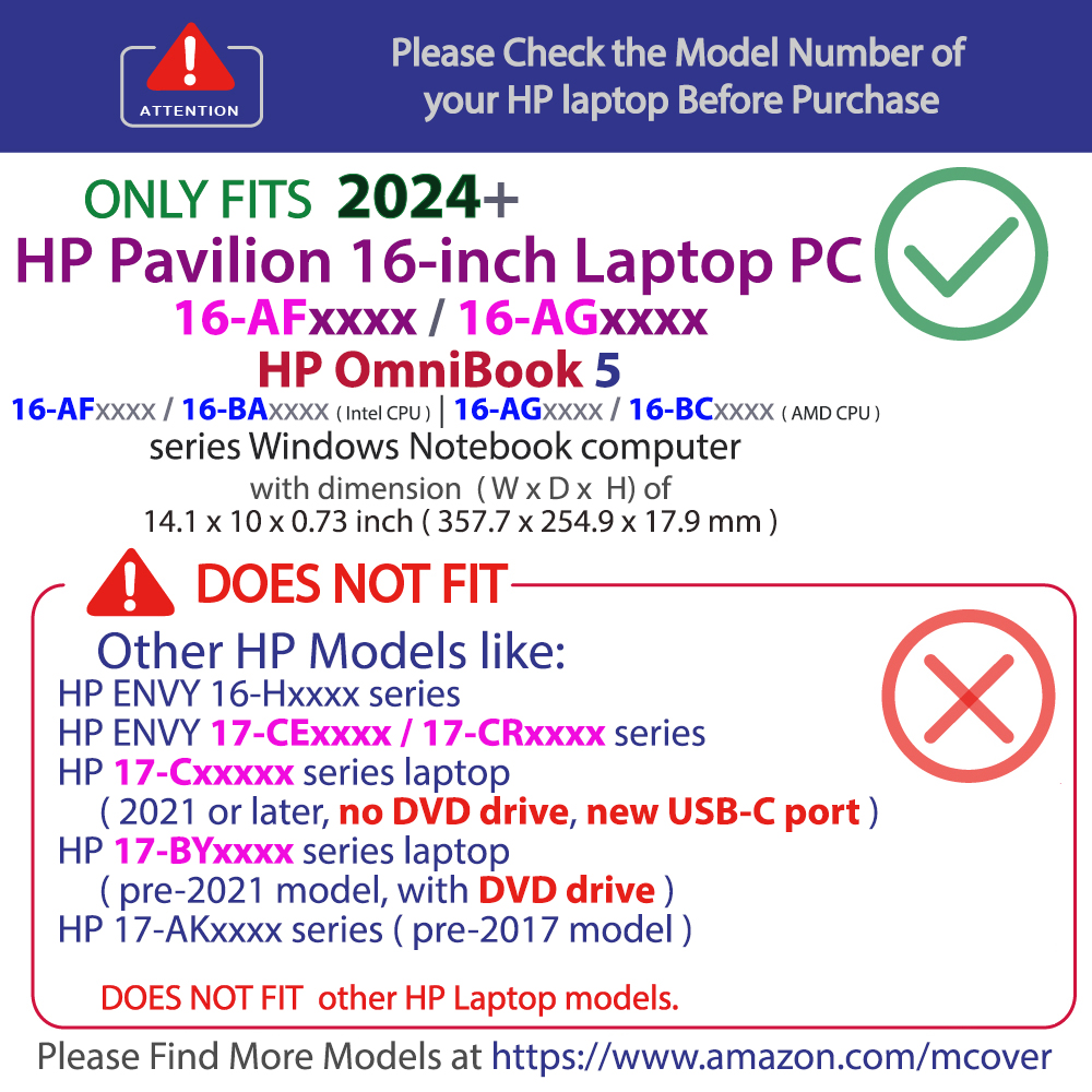 mCover Hard Shell case for 16-inch HP Pavilion 16-AFxxxx 16-AGxxxx series Notebook Computers