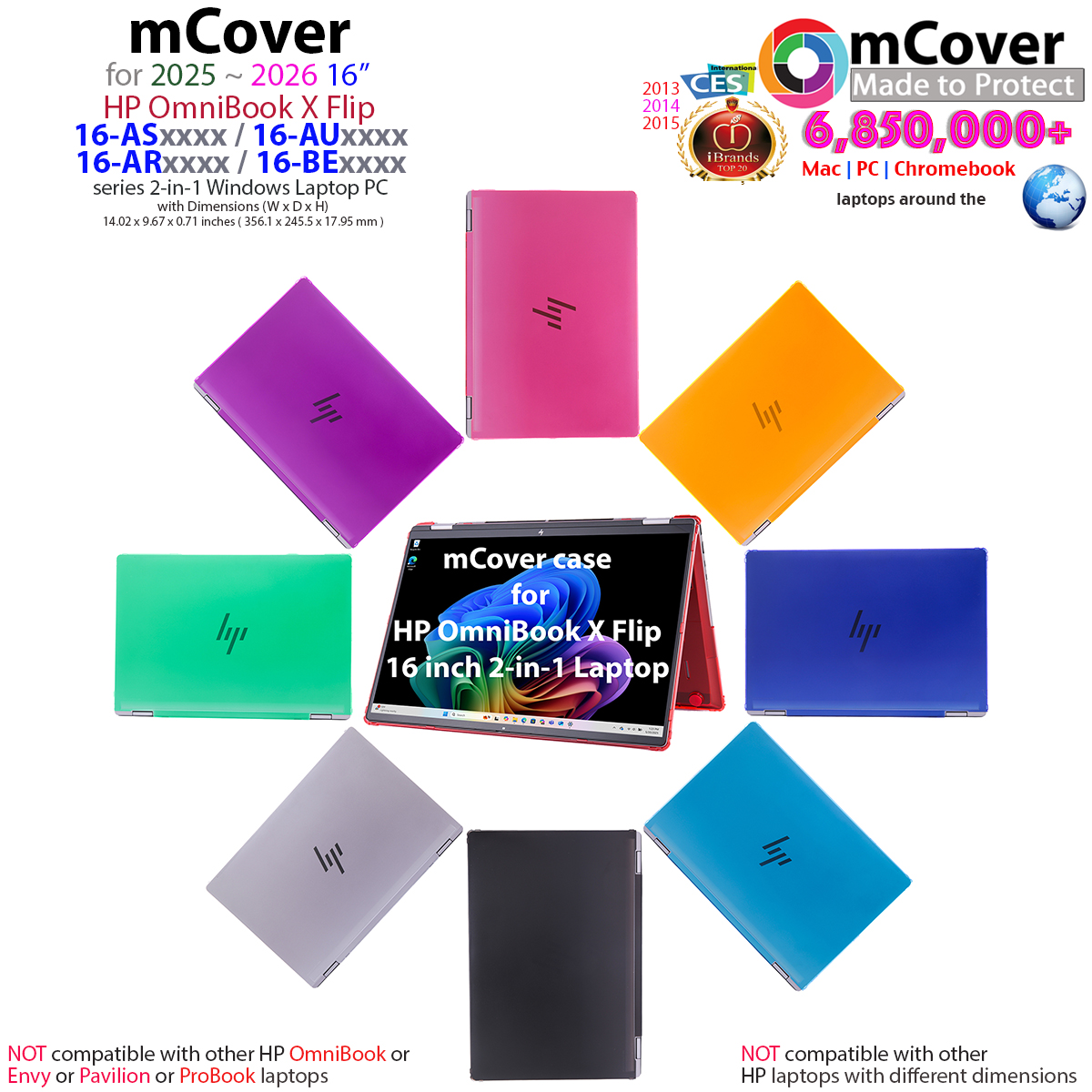 mCover Hard Shell case for 16-inch HP OmniBook X Flip 16-ASxxxx 16-BExxxx series 2-in-1 Windows PC