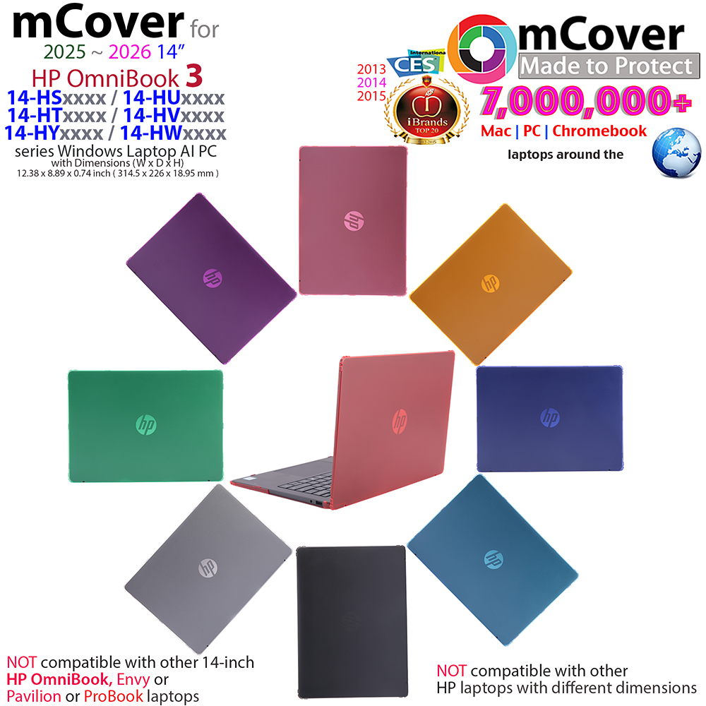 mCover Hard Shell case for 14-inch HP OmniBook 3 14-HY / HU / HT CTO / HS / HV / HW0000 series clamshell Windows AI PC