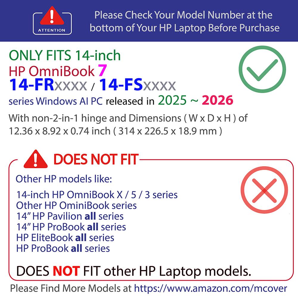 mCover Hard Shell case for 14-inch HP OmniBook 7 14-FRxxxx 14-FSxxxx clamshell Windows AI PC