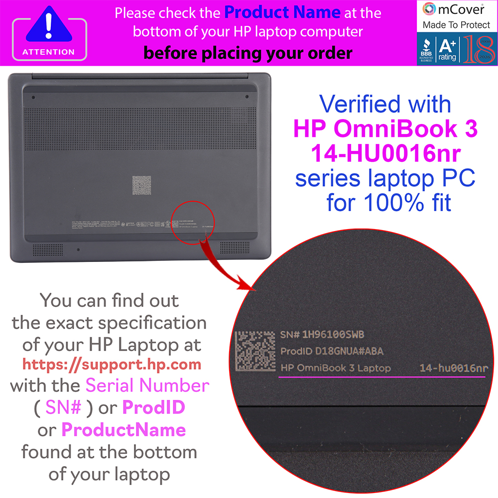 mCover Hard Shell case for 14-inch HP OmniBook 3 14-HY / HU / HT CTO / HS / HV / HW0000 series clamshell Windows AI PC