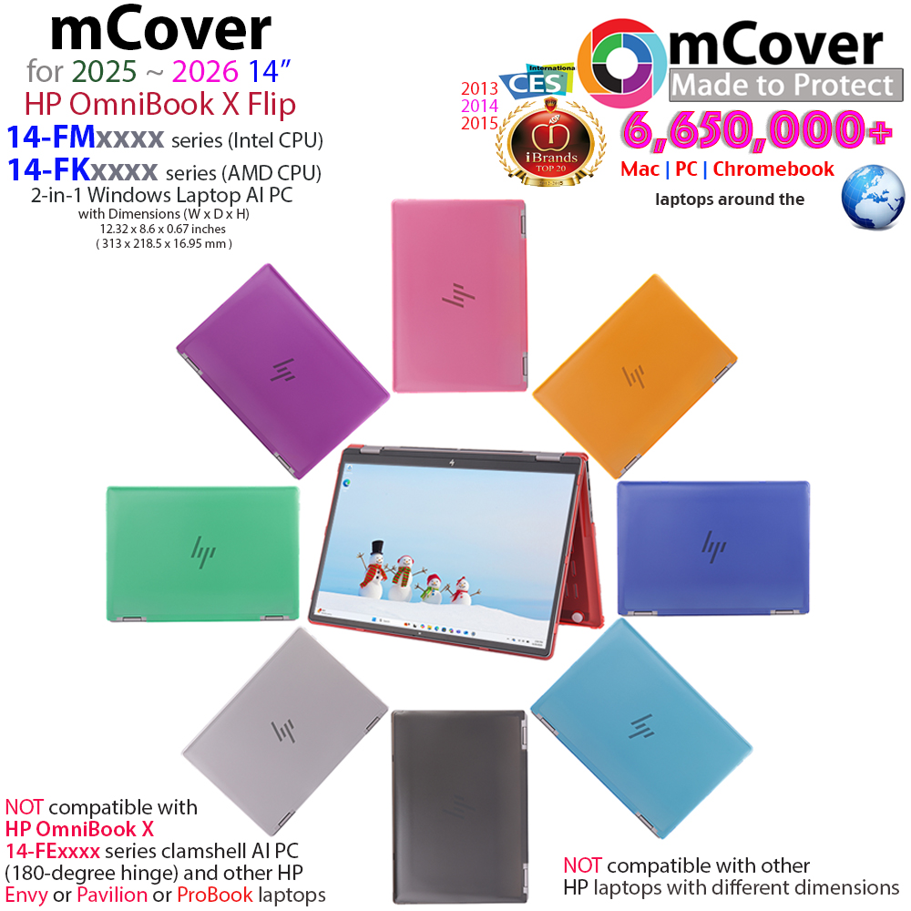 mCover Hard Shell case for 14-inch HP OmniBook X Flip 14-FMxxxx 14-FKxxxx series 2-in-1 AI PC