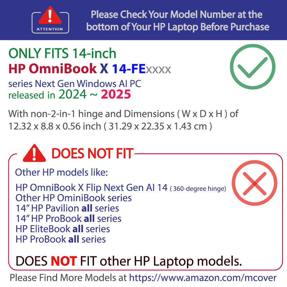 mCover Hard Shell case for 14-inch HP OmniBook X 14-FExxxx series AI PC