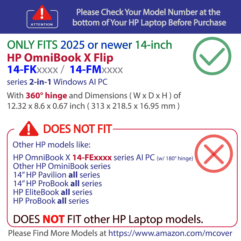 mCover Hard Shell case for 14-inch HP OmniBook X Flip 14-FMxxxx 14-FKxxxx series 2-in-1 AI PC