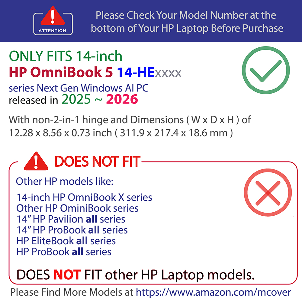 mCover Hard Shell case for 14-inch HP OmniBook 5 14-HExxxx series Windows AI PC