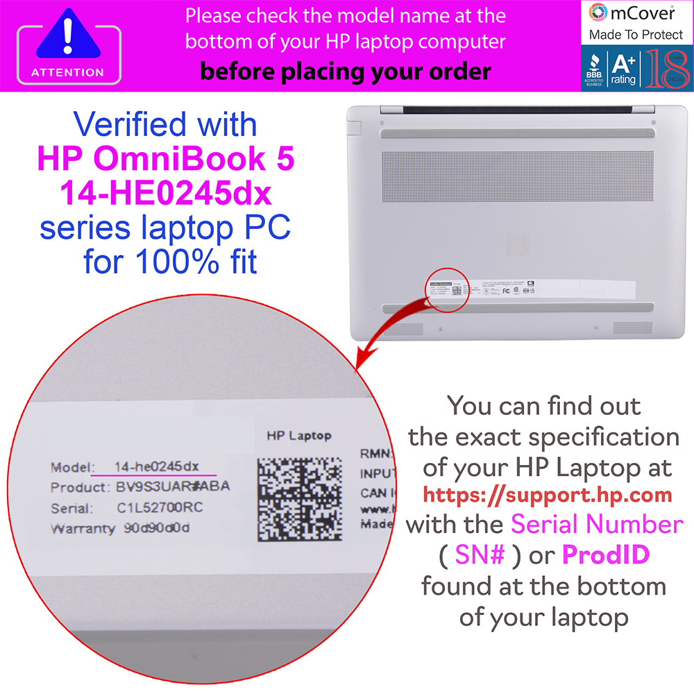 mCover Hard Shell case for 14-inch HP OmniBook 5 14-HExxxx series Windows AI PC