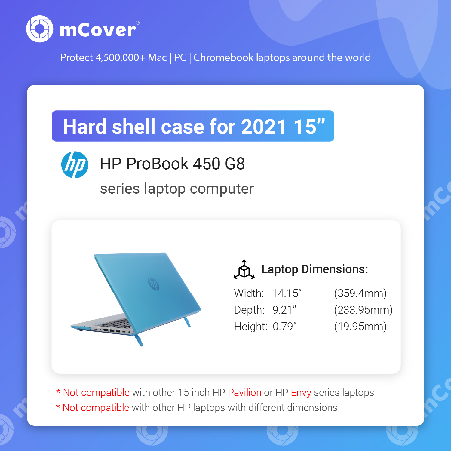 mCover Hard Shell case for 15-inch HP ProBook 450 G8 series