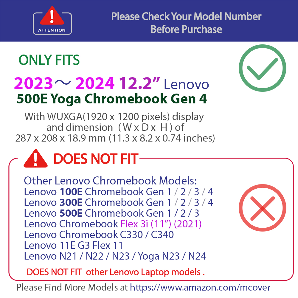mCover Hard Shell case for Lenovo 500E Yoga Gen 4 series Chromebook laptop