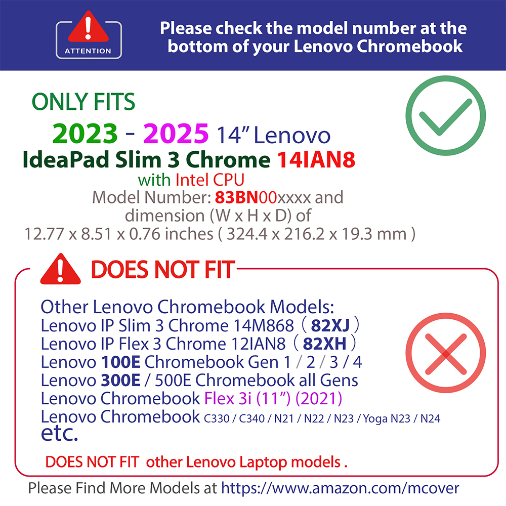 mCover Hard Shell case for Lenovo IP Slim 3 Chrome 14IAN8 series laptop
