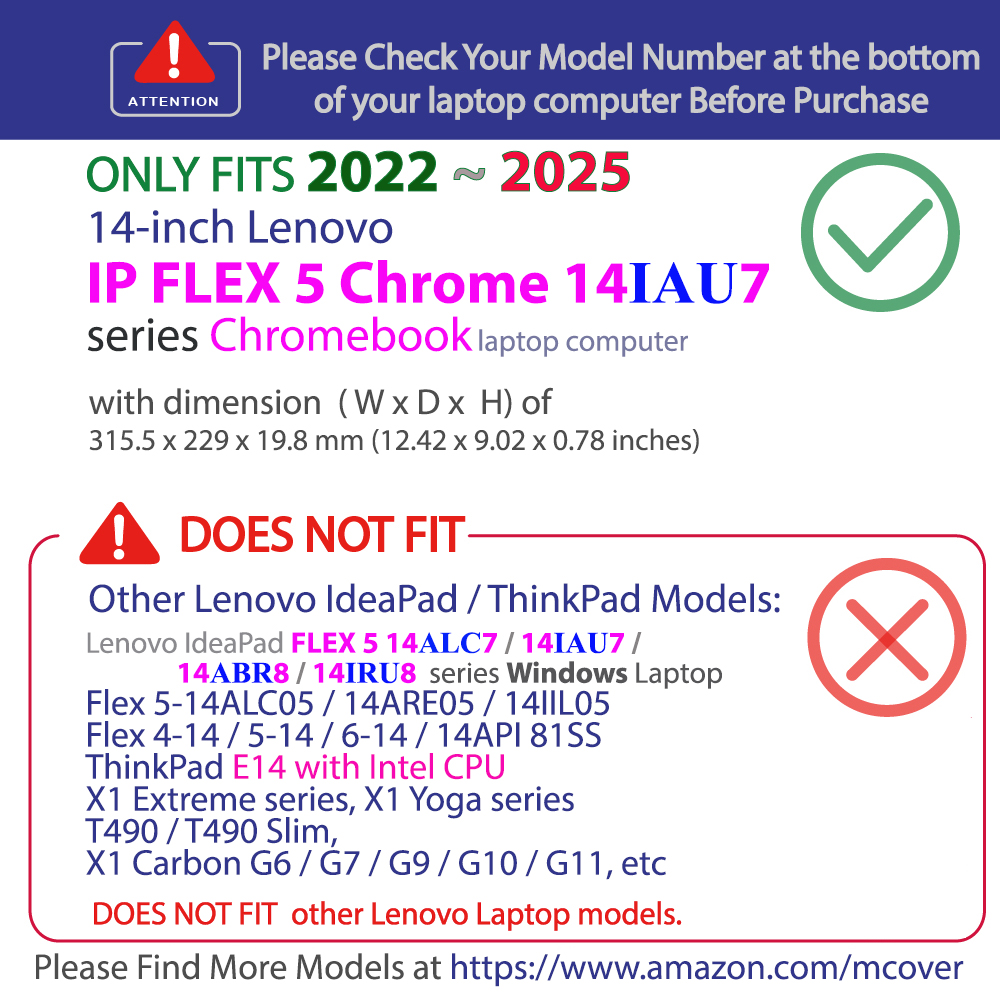 mCover Hard Shell case for 14-inch Lenovo IP Flex 5 Chrome 14IAU7 series Chromebooks