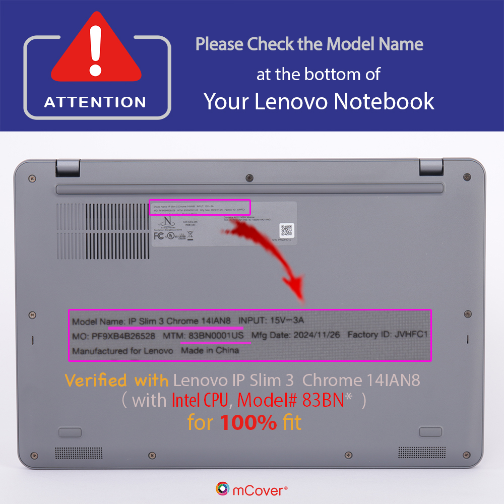 mCover Hard Shell case for Lenovo IP Slim 3 Chrome 14IAN8 series laptop