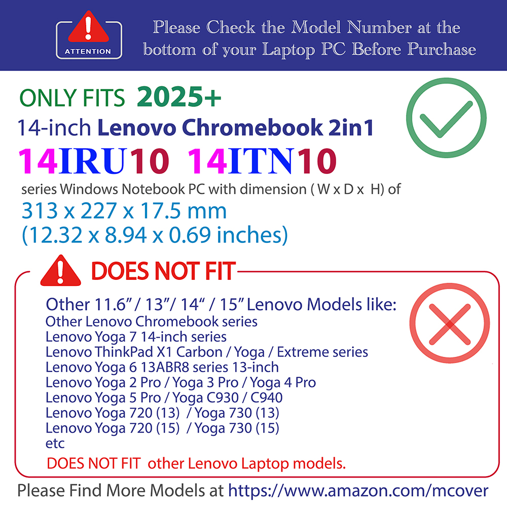 mCover Hard Shell case for 14-inch 2025+ Lenovo Chromebook Plus 2in1 14IRU10 series Laptops