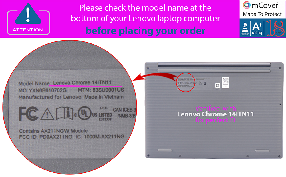 mCover Hard Shell case for 14-inch 2026+ Lenovo Chromebook 14M8911 | 14ITN11 series Laptops