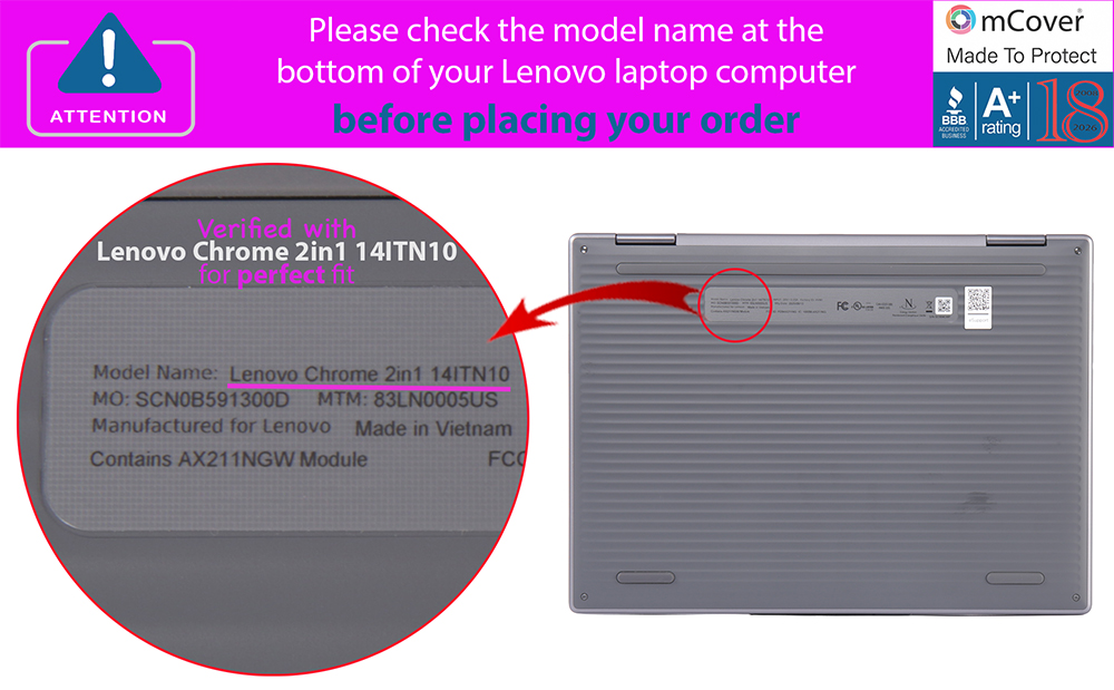 mCover Hard Shell case for 14-inch 2025+ Lenovo Chromebook Plus 2in1 14IRU10 series Laptops