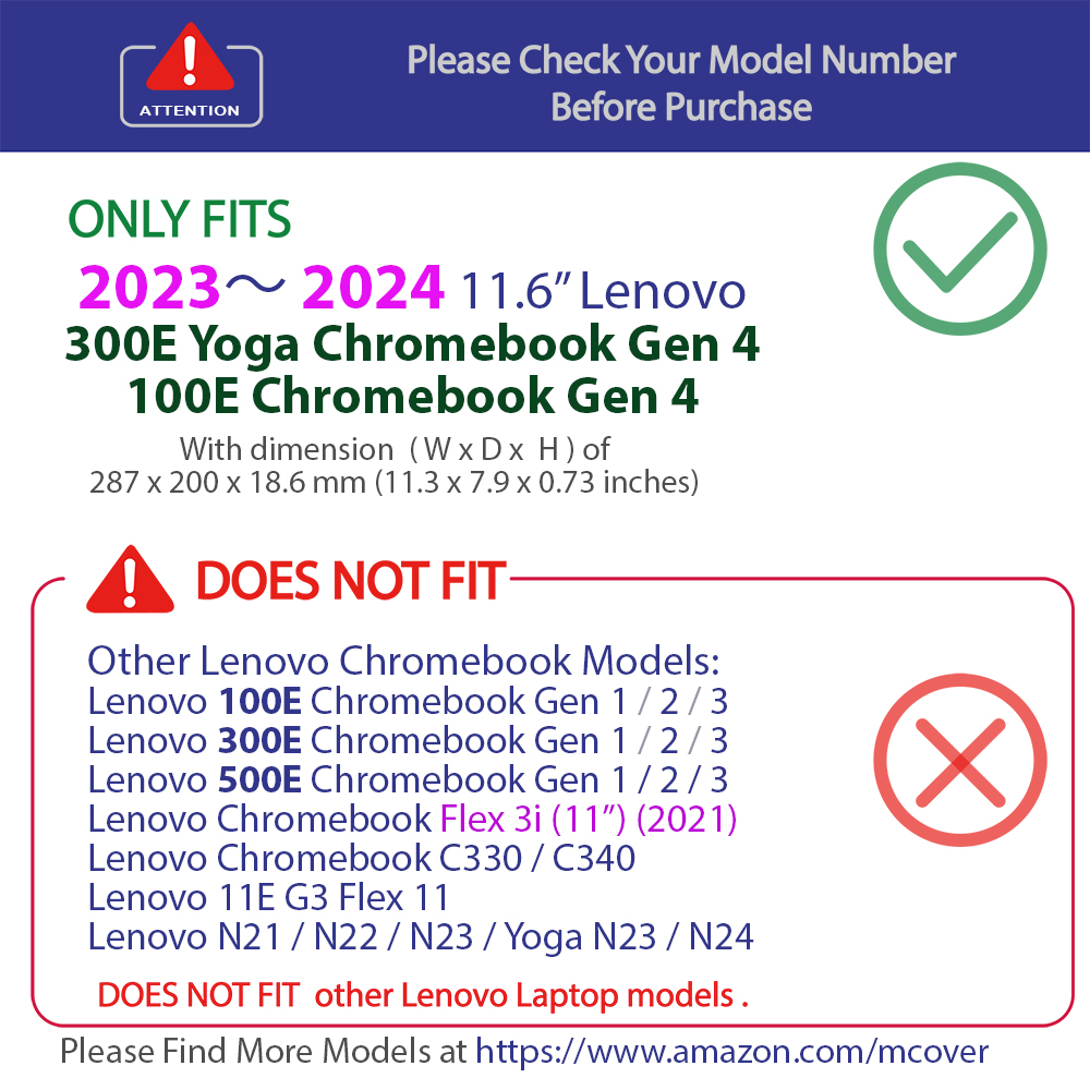 mCover Hard Shell case for Lenovo 300E 100E Gen 4 series Chromebook laptop