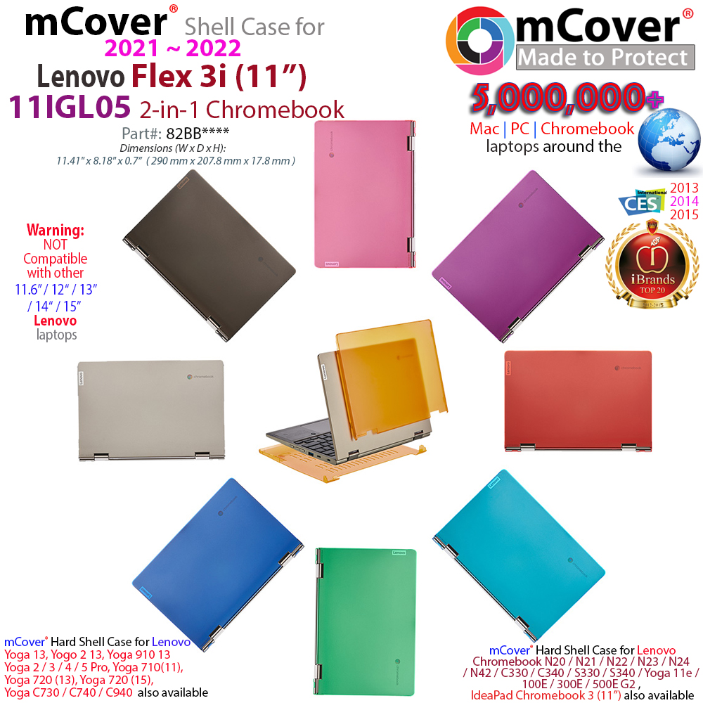 mCover Hard Shell case for Lenovo Chromebook Flex 3i 11IGL05 laptop