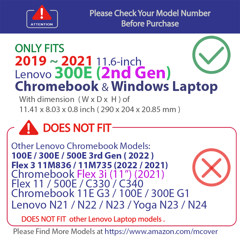 mCover Hard Shell case for Lenovo 300E series Chromebook laptop