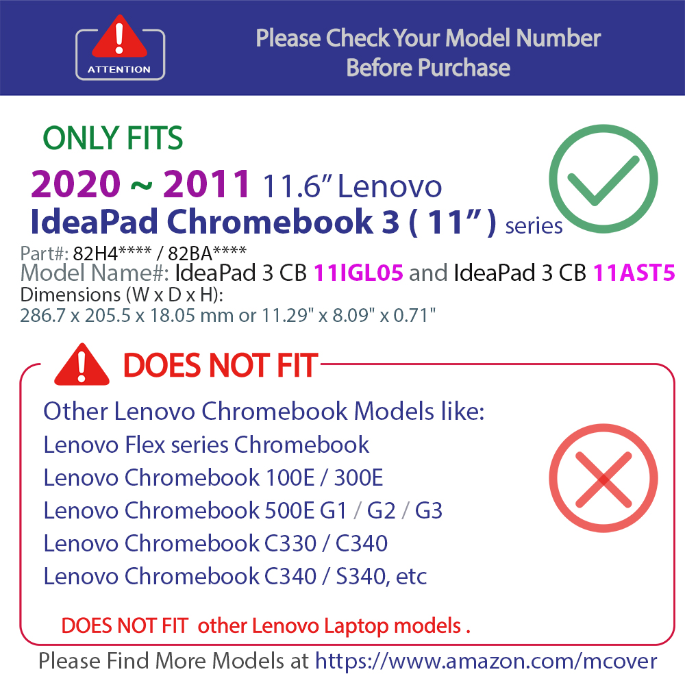 mCover Hard Shell case for Lenovo IdeaPad Chromebook 3 (11) laptop