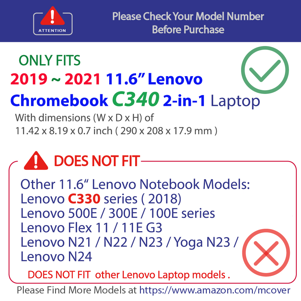 mCover Hard Shell case for Lenovo C340 series Chromebook laptop