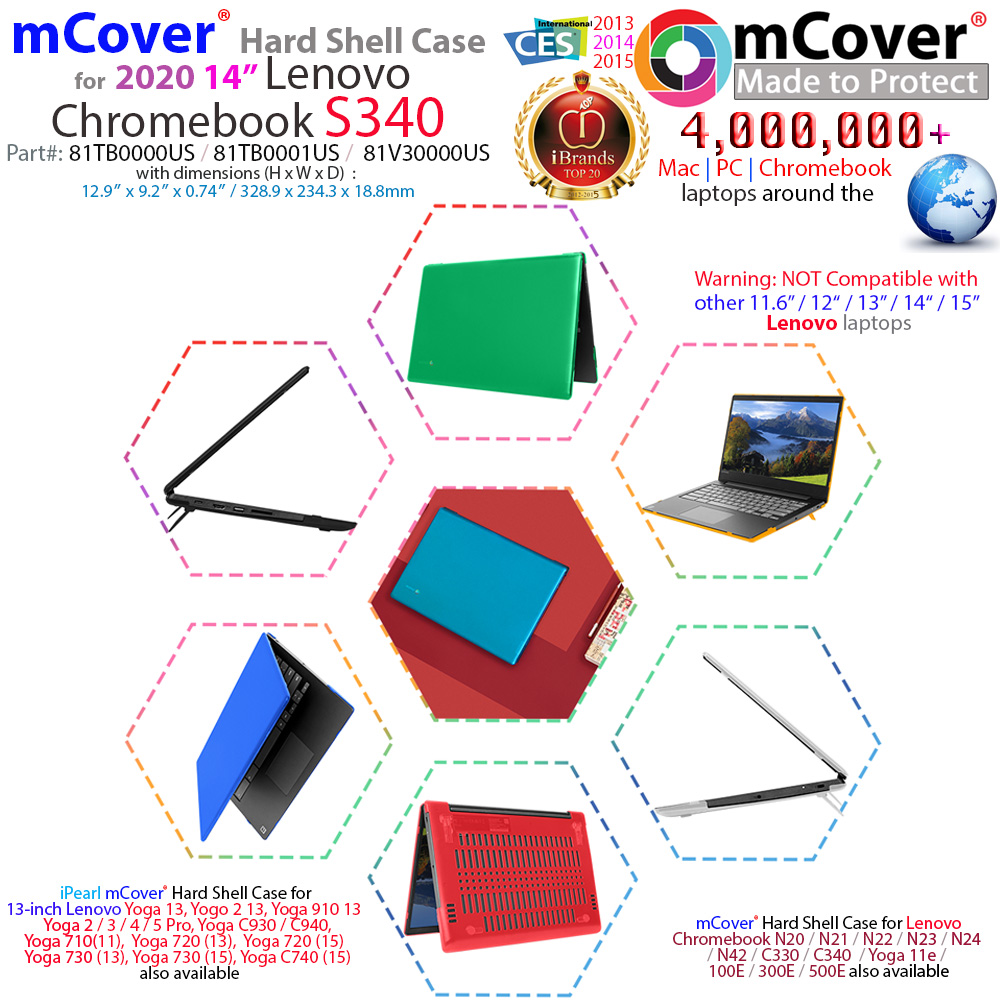 mCover Hard Shell case for Lenovo S340 series Chromebook laptop
