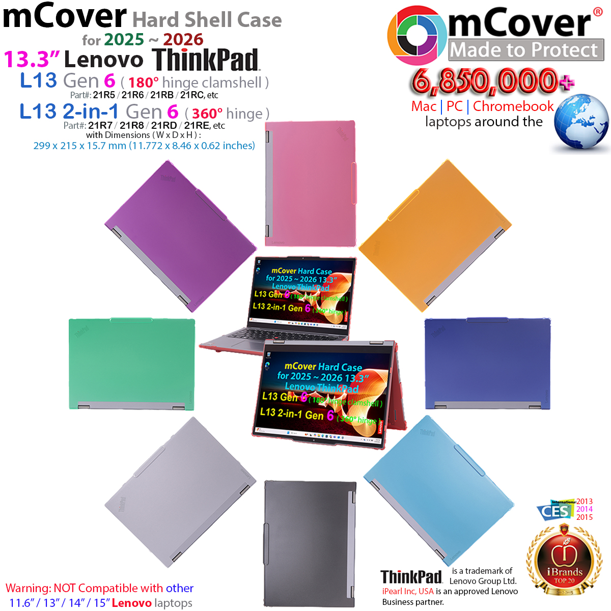 mCover Hard Shell case for 13-inch Lenovo ThinkPad L13 Yoga Gen 6