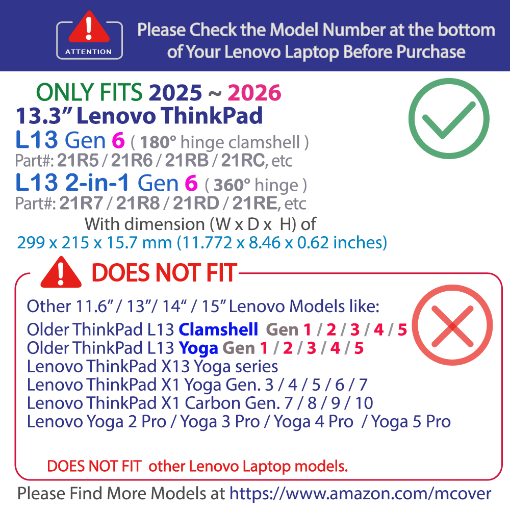 mCover Hard Shell case for 13-inch Lenovo ThinkPad L13 Yoga Gen 6