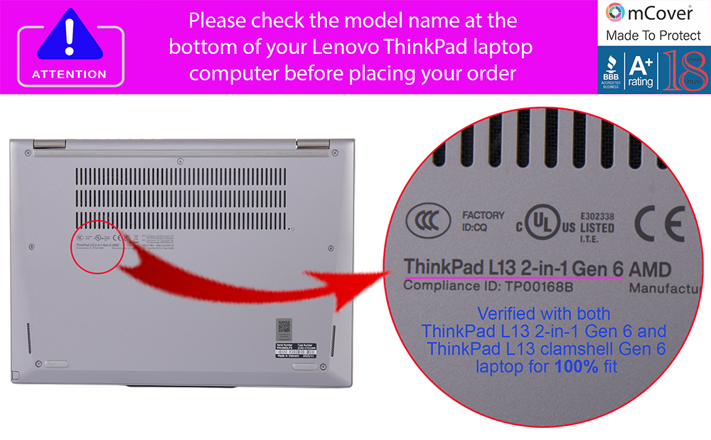 mCover Hard Shell case for 13-inch Lenovo ThinkPad L13 Yoga Gen 6