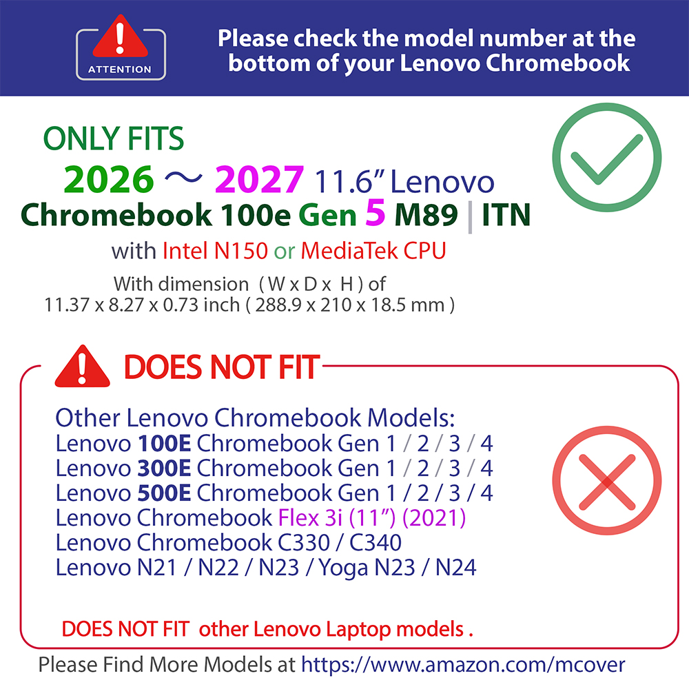 mCover Hard Shell case for Lenovo 100e Gen 5 series Chromebook laptop