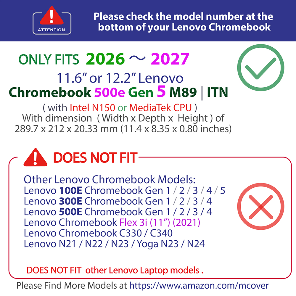 mCover Hard Shell case for Lenovo 500e Gen 5 series Chromebook laptop