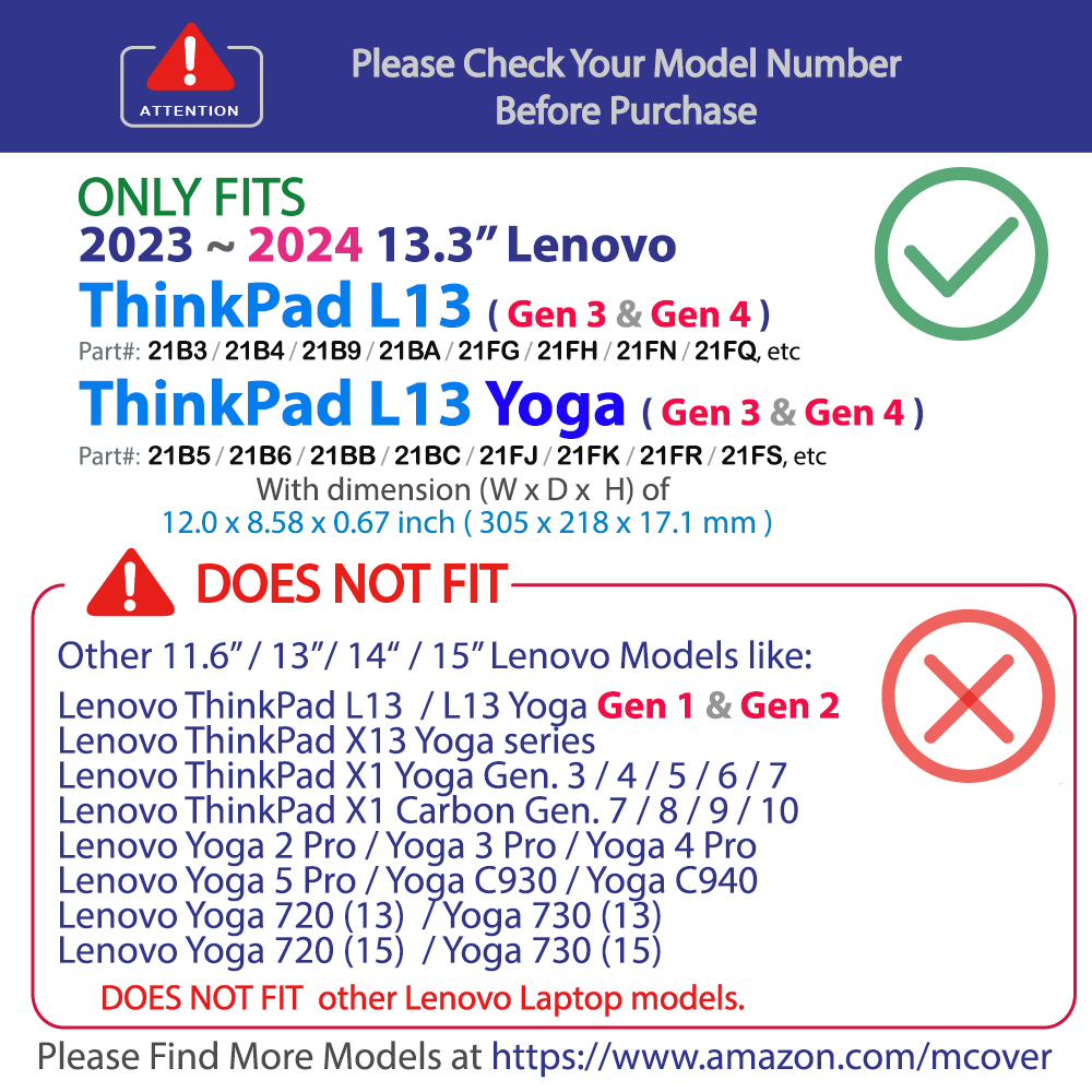 mCover Hard Shell case for 13-inch Lenovo ThinkPad L13 Yoga (Gen 3 & 4)