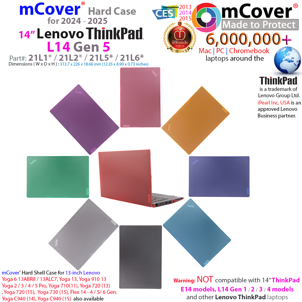 mCover Hard Shell case for 14-inch Lenovo ThinkPad L14 G5 14-inch